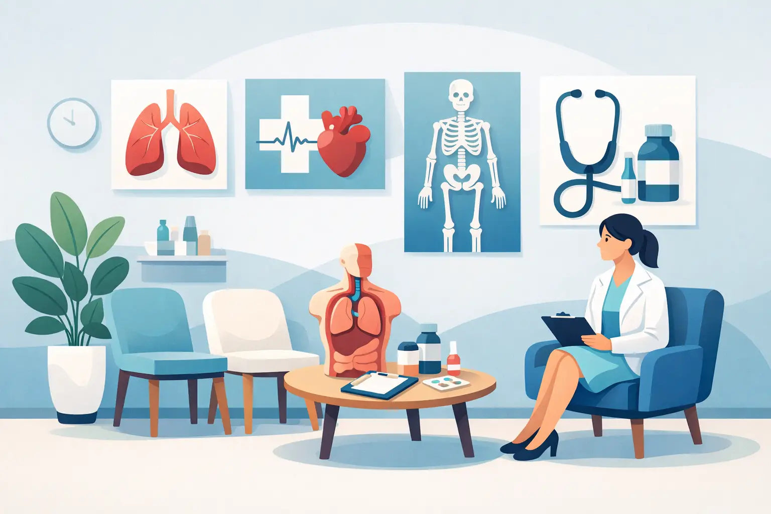 Wartezimmer mit Medizinmotiven gestalten