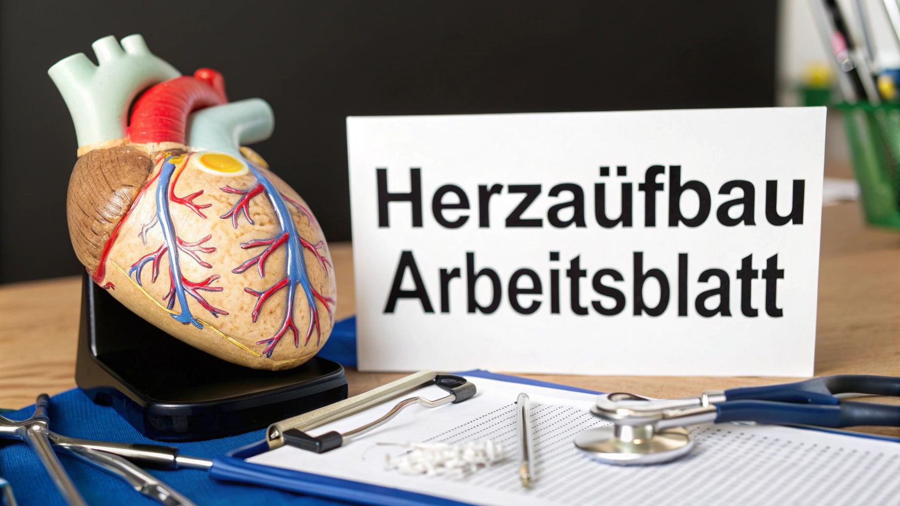 Aufbau des Herzens Arbeitsblatt leicht erklärt