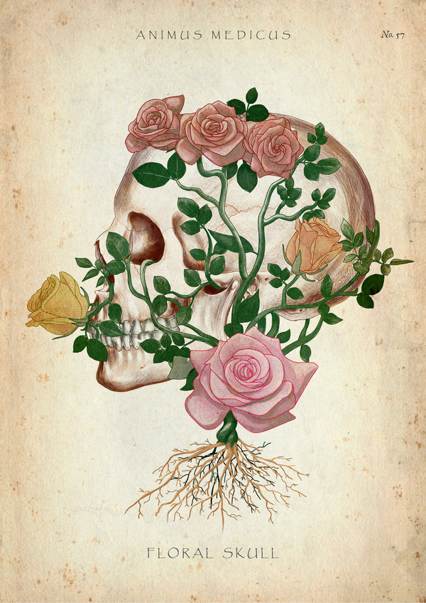 Schädel mit Blumen