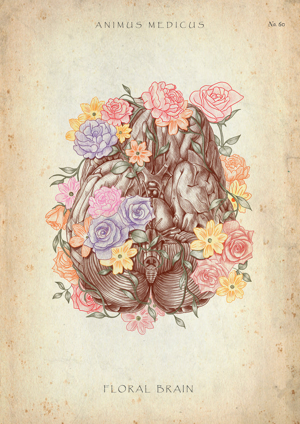 Gehirn mit Blumen