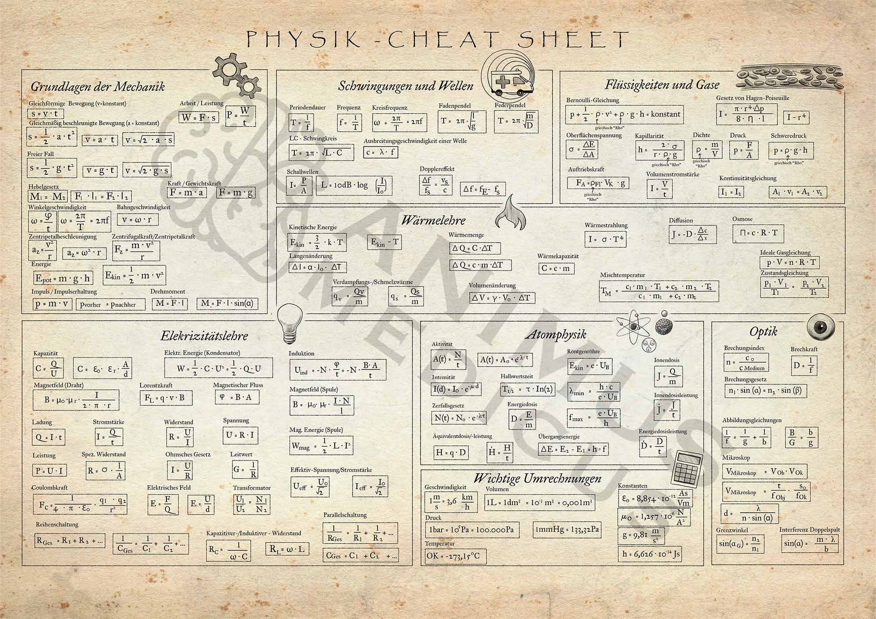 Physik Cheat Poster DIN A2 - Animus Medicus GmbH