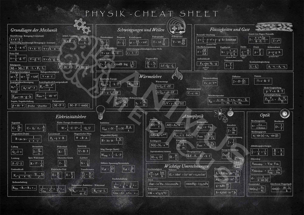 Physik Cheat Poster DIN A2 - Animus Medicus GmbH